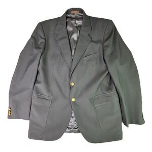 Vintage Christopher Hayes Blazer 44L Navy Wool Solid Double‎ Breasted Crest Logo